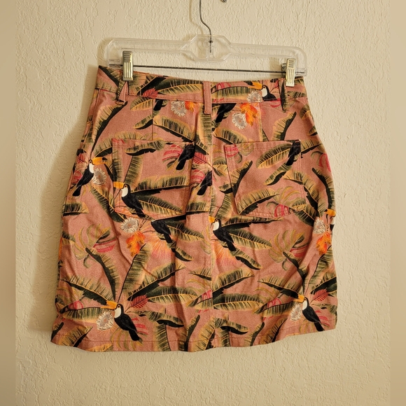 Farm Rio Anthropologie tropical Mini Jean Skirt Palm Trees | size s - Picture 3 of 8